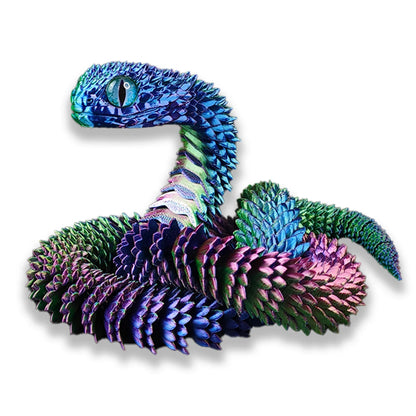 3D Random colored eyes Printed Snake Movable Joint Simulation Snake Figurine Creative Home Office Desktop Ornament