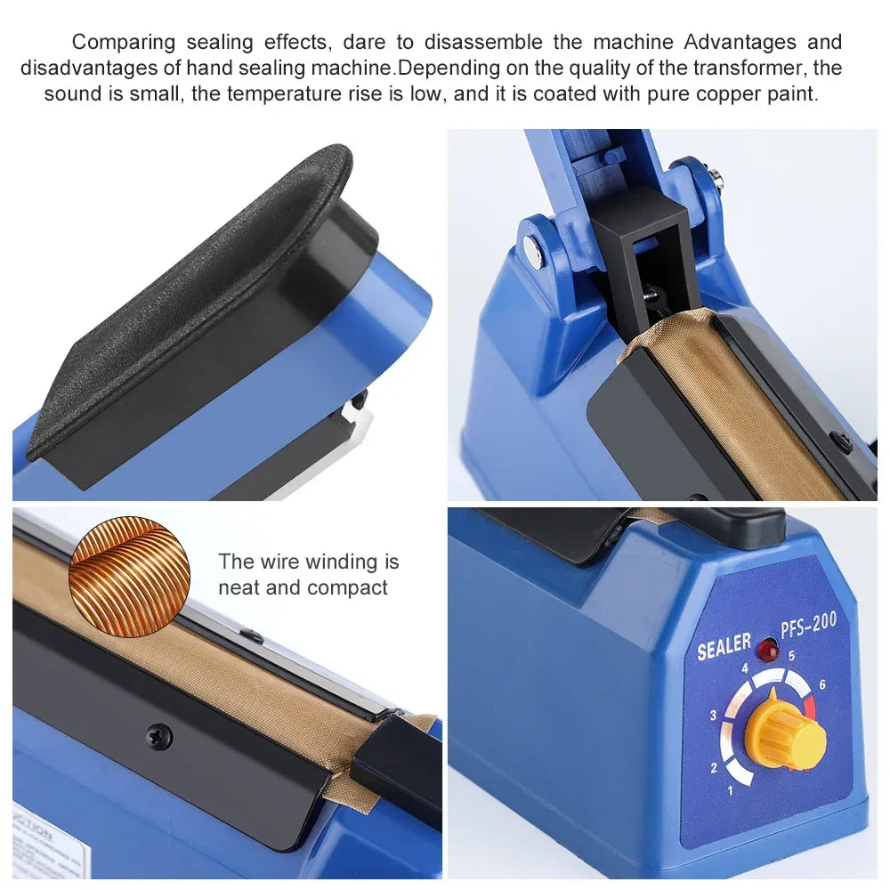 Impulse Sealer Manual Heat Sealer Machine for 8 inch Plastic Bags, Shrink Wrap Bag Sealers Vacuum Sealer Packaging Machine