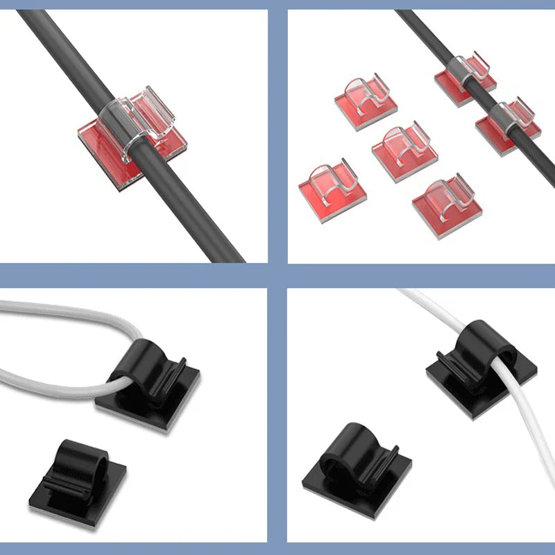 50 20 10 PCS Cable Organizer Clip Self Adhesive Cord Management Desktop Wall USB Cable Management Wire Winder Manager Desk Clamp