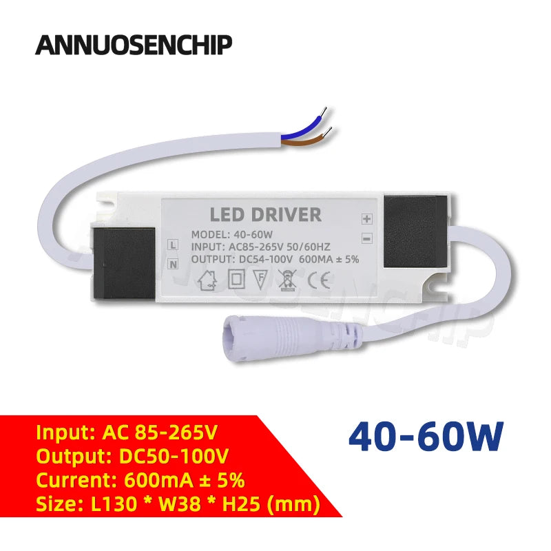 Hot 300mA 600mA LED Constant Current Driver Power Supply 85-265V AC to DC Lighting Transformers for Downlight Lamp Ceiling Light
