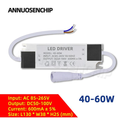 Hot 300mA 600mA LED Constant Current Driver Power Supply 85-265V AC to DC Lighting Transformers for Downlight Lamp Ceiling Light