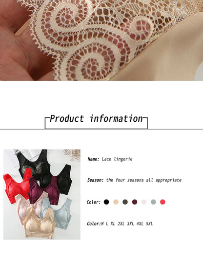 Bras For Women Underwear Plus Size Bra M-5XL Wire Free Brassiere Summer Wireless Bralette Push Up Sexy Lace Bra With Padding