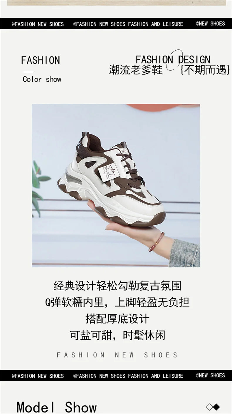 Spring Height Increasing Round toe Versatile Women Platform Causal Shoes Fashion Breathable Sport Designer Sneaker