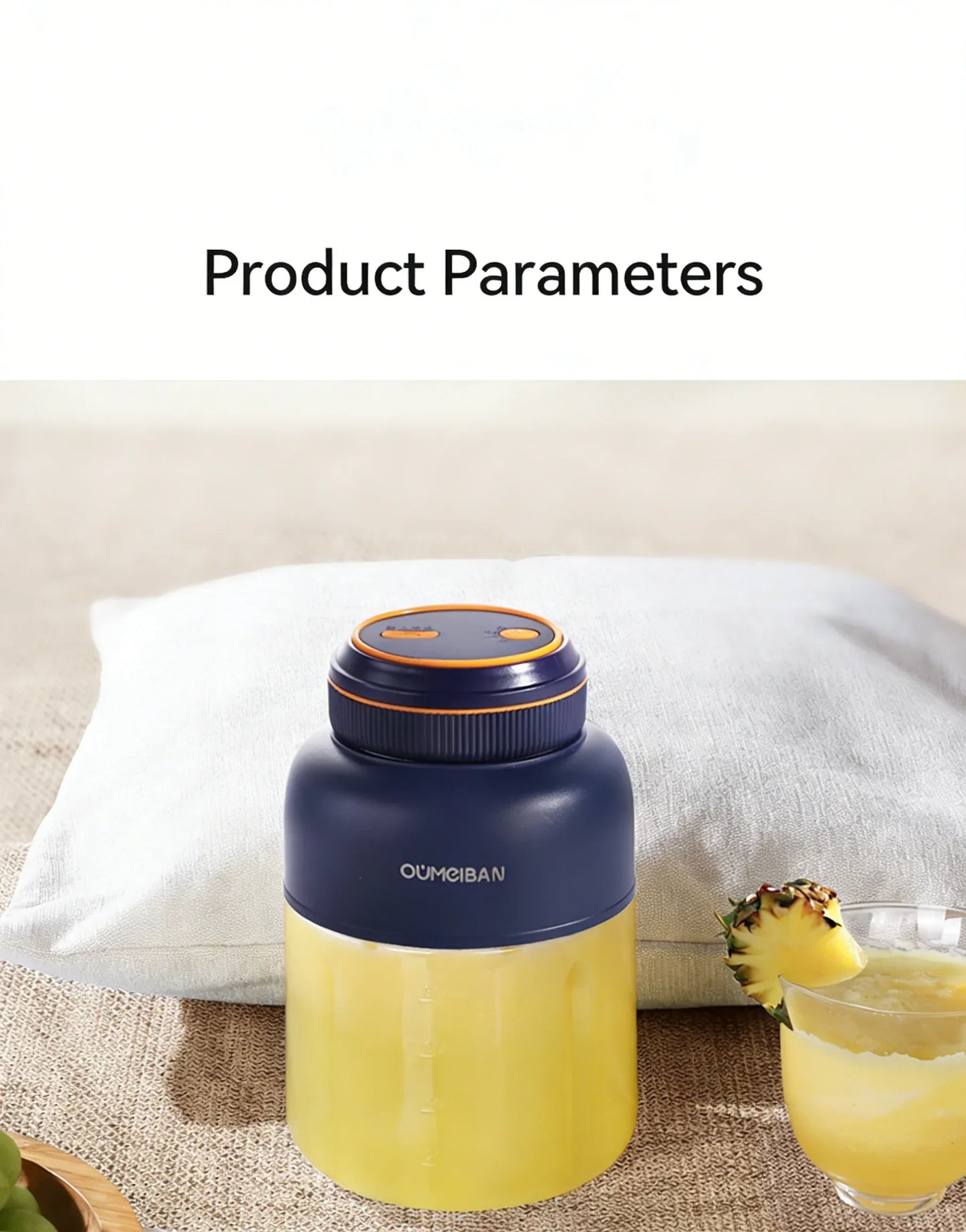 1300ML USB Rechargeable Portable Juicer, 46 Blades Fresh Fruit Mixer, Multifunctional Ice Crusher Smoothie Blender for Home