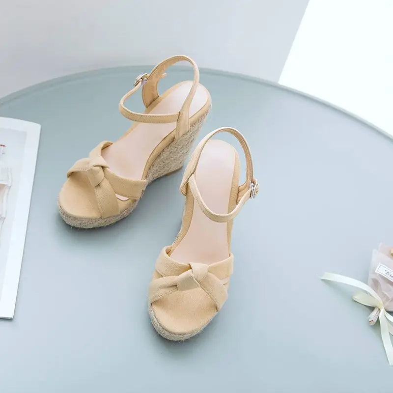 REAVE CAT Brand Women Sandals Open Toe Flock Suede Wedges 11cm Platform Buckle Strap Big Size 44 45 46 Soft Leisure Daily Shoes