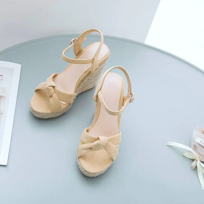 REAVE CAT Brand Women Sandals Open Toe Flock Suede Wedges 11cm Platform Buckle Strap Big Size 44 45 46 Soft Leisure Daily Shoes