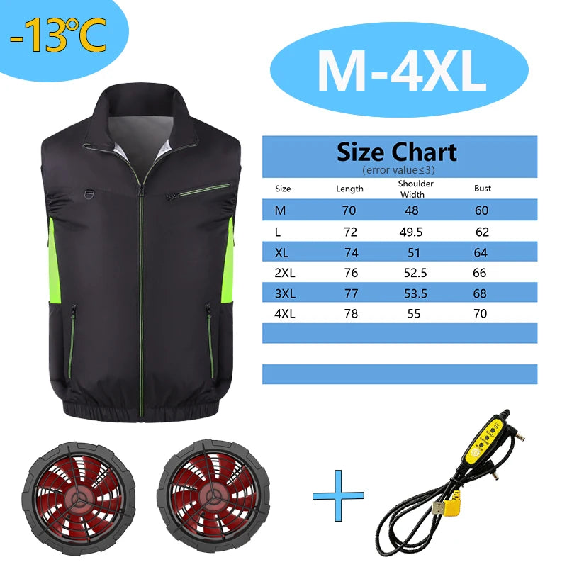 Summer cooling & heatstroke prevention fan vest, refrigerated outdoor waistcoat, fan work jacket, cooling vest, unisex style.