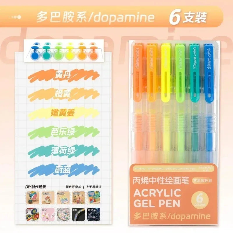 150/6 Colors Acrylic Gel Pen Student Diary Scrapbook Painting DIY Gel Pen Set Color Drawing Doodling Art Markers School Supplies