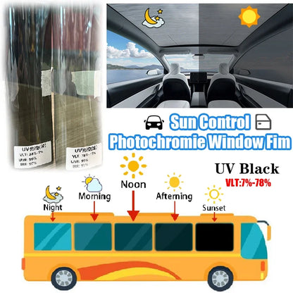 Solar Tint Photochromic Film Car home Building Window COLOR CHANGE Heat Rejection Sun Control Film Window Sticker UV Proof