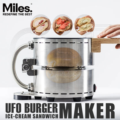 Hot Sale Gelato Burger Heat Press Table Top Ice Cream Sandwich Maker for Small Business UFO Burger Maker Stainless Panini Maker
