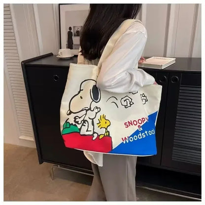 Snoopy Girl New Cute Cartoon Fashion Versatile Casual Travel Lightweight Large Capacity Storage Shoulder Portable Canvas Bag