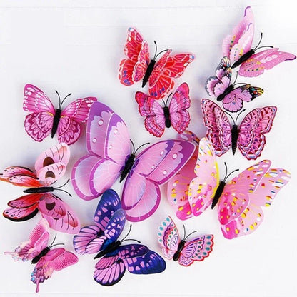 Magentic 3D Double-layer Butterfly Wall Stickers Magnet Refrigerator Stickers Home Girl Kids Room Wedding Christmas Decoration