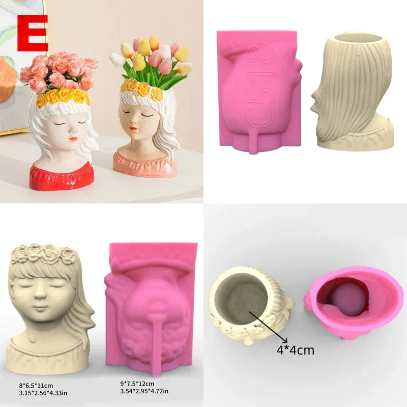 21 Types Nonstick Girls Pen Holder Mold Flower Pot Silicone Mold DIY Crafts Ornament Tool DIY Succulent Planter Mold