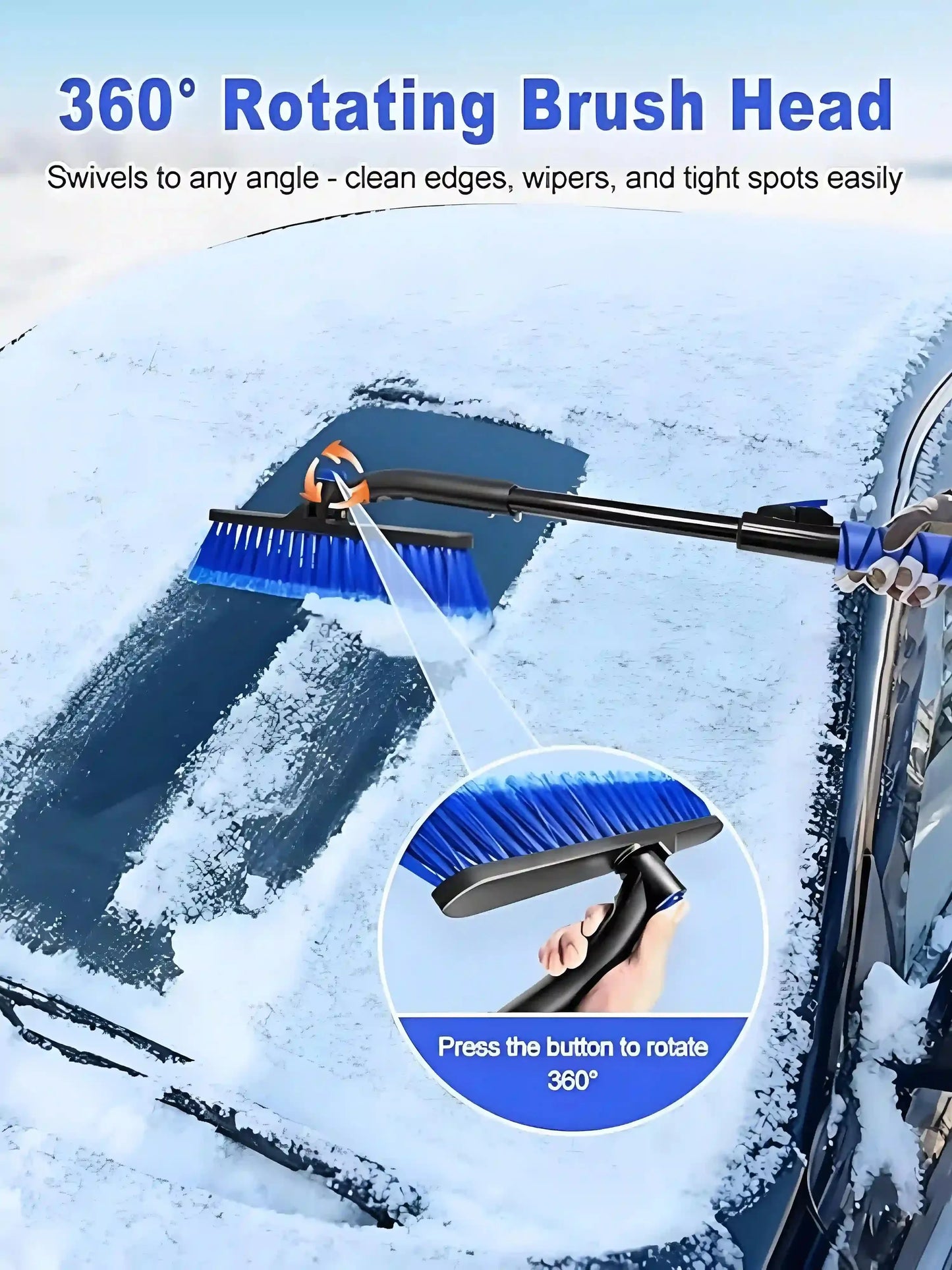 Ice Scraper and Brush for Car, Snow Brush and Ice Scraper with Foam Grip, Detachable Snow Scraper for SUV Truck Jeep Vehicle