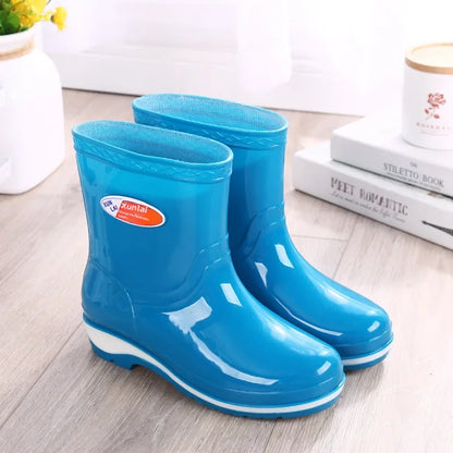 Women's Short Rain Shoes Non-slip Waterproof Rubber Boots Durable Wear-resistant Rain Boots Fleece Lined Warm Shoes Wholesale