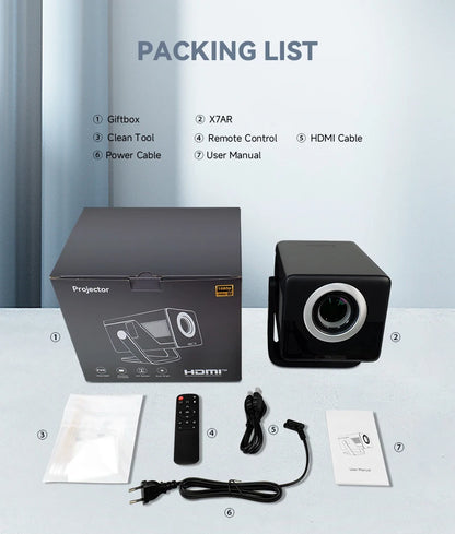 HUAWEISHI Full HD 1080P Projector 4K 1200 ANSI Android WiFi 6 Auto Focus Home Theater Projectors for Movie Meeting Video
