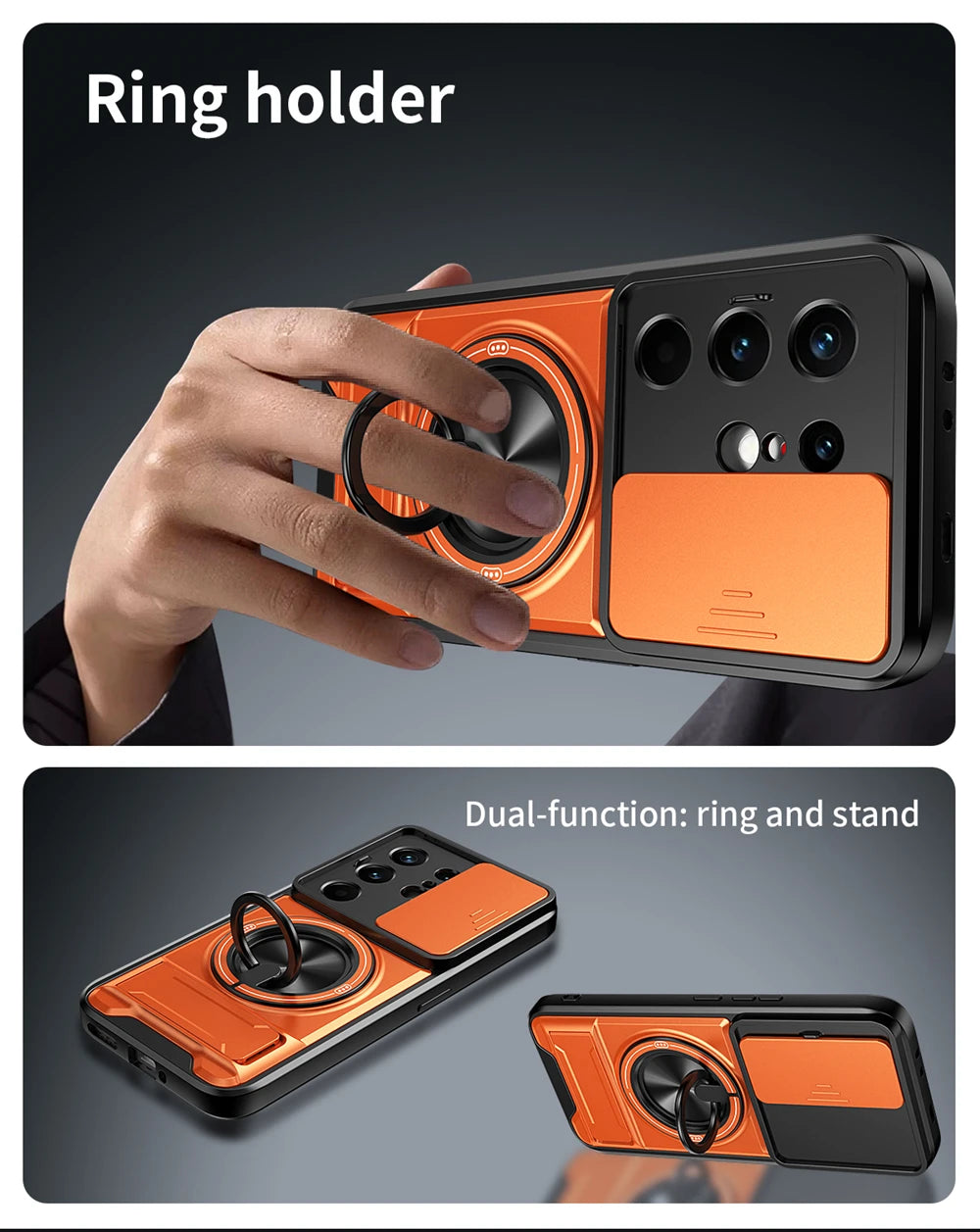 KEYSION Magnetic Phone Case for TECNO Camon 50 Pro 50 Ultra 5G Slide Camera Protection Upright Kickstand Ring Shockproof Cover