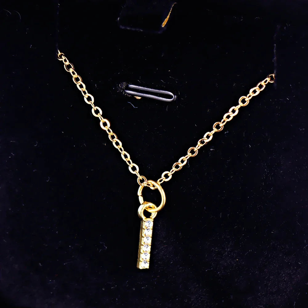 Kpop Shining A-Z Letter Pendant Charm Necklace 26 Initial Alphabet Name Golden Clavicle Chain Party Valentine's Day Jewelry Gift