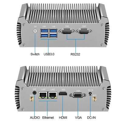 Fanless Industrial Mini PC Dual LAN 2*COM RS232 Core i5 5200U i3 5005U Celeron 2955U DDR3L WIFI Support Linux Ubuntu Computer