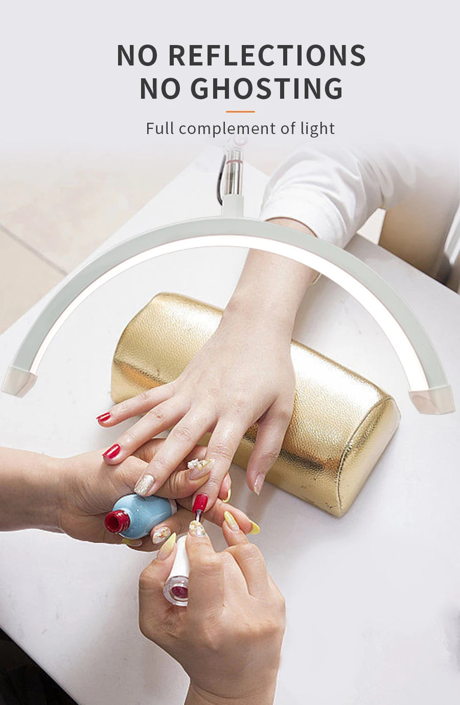 16 INCH LED Half Moon Lash Light Temperature 20W 3000K-6000K LED Ring Lamp for Beauty Facials Skincare Tattoo Eyebrows Filming