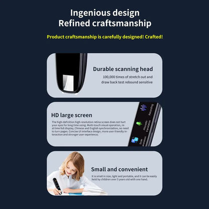 Portable Scanner Mini Handheld Document A4 Book Scanner for JPG PDF Format 300/600/900 DPI Scan Reader Pen Languages Translation