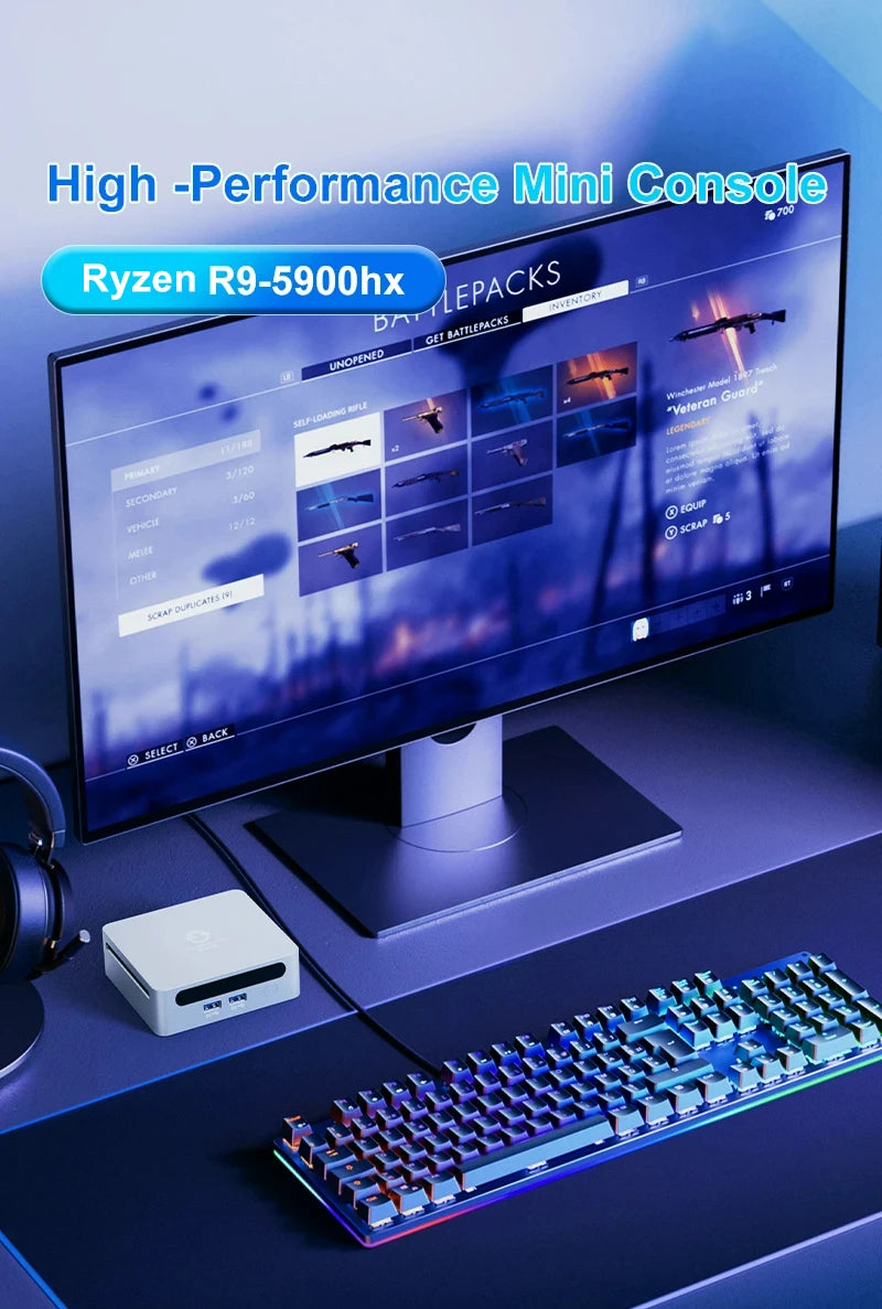 Mini PC with AMD Ryzen 7 7730U 7 5800U Mini Computer, Mini Gaming PC with USB Type-C Desktop Computer Supports Triple 4K Display