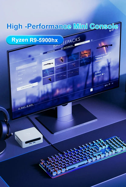 Mini PC with AMD Ryzen 7 7730U 7 5800U Mini Computer, Mini Gaming PC with USB Type-C Desktop Computer Supports Triple 4K Display
