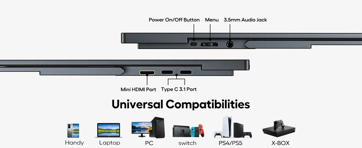UPERFECT USteam E6 Pro 18.5" Portable Monitor Touch Screen 120Hz Smart Gaming Display For Laptop Phone Xbox PS4 PS5 Switch Mac