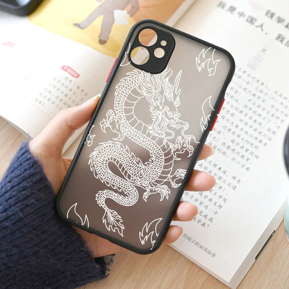 Fashion Purple Dragon Animal Pattern Phone Case For iPhone 16 15 14 13 12 11 Pro Max Mini SE 7 8 Plus Cover Glossy Hard Coque