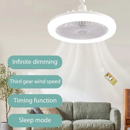 Aromatherapy Fan Lamp Universal E27 Light Holder LED Fan Lamps with Remote Control Mute Timing 3-gear Wind for Bedroom Dormitory