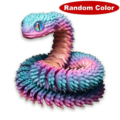 3D Random colored eyes Printed Snake Movable Joint Simulation Snake Figurine Creative Home Office Desktop Ornament