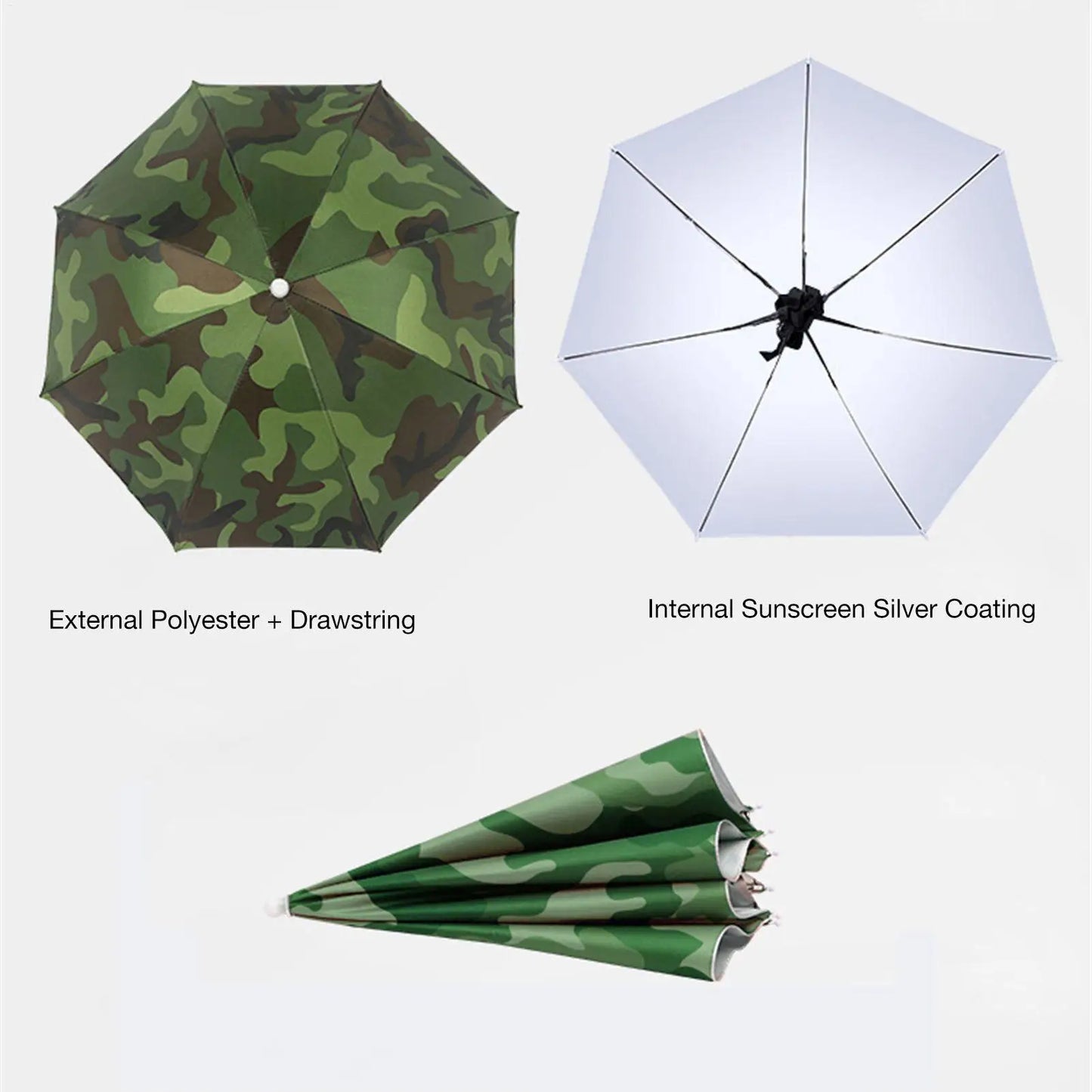 Foldable Head Umbrella Hat Portable Foldable Rain Umbrella Hat Outdoor Fishing Sunshade Hat for Golf Gardening Camping