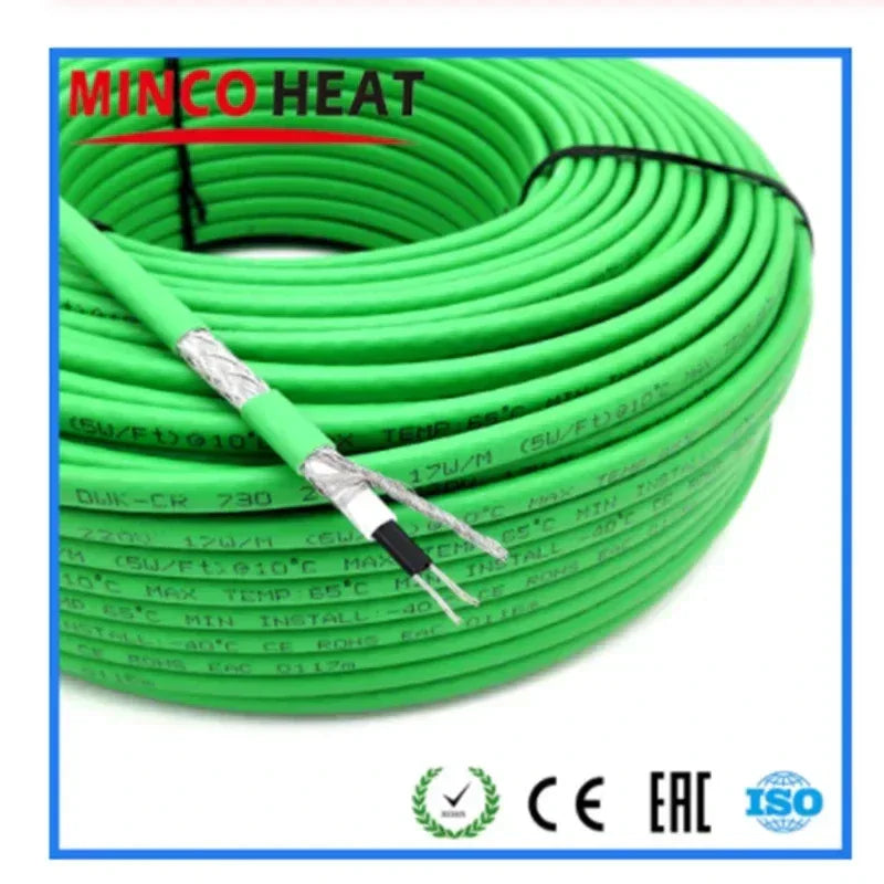 MINCO HEAT 1~100 Meters 110V/220V Heat tracing Roof Pipe Protection Anti freezing and De icing Self regulating Heating Cable