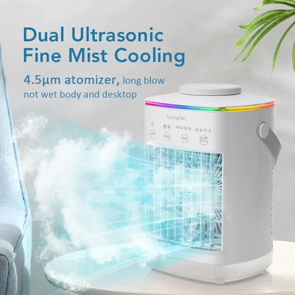 Air Conditioner Portable Desktop Air Cooler Fan with LED Night Light & Humidifier, Mini Mist Cooling Fan for Office Home