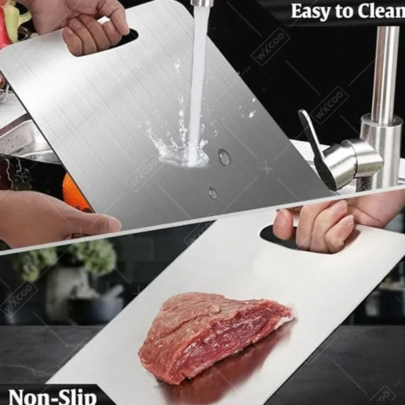 WXCOO 1PCS Stainless Steel Chopping Boards Kitchen Thickened Boards Non Stick Double Sided Fruit Meat Chopping Cutting Boards