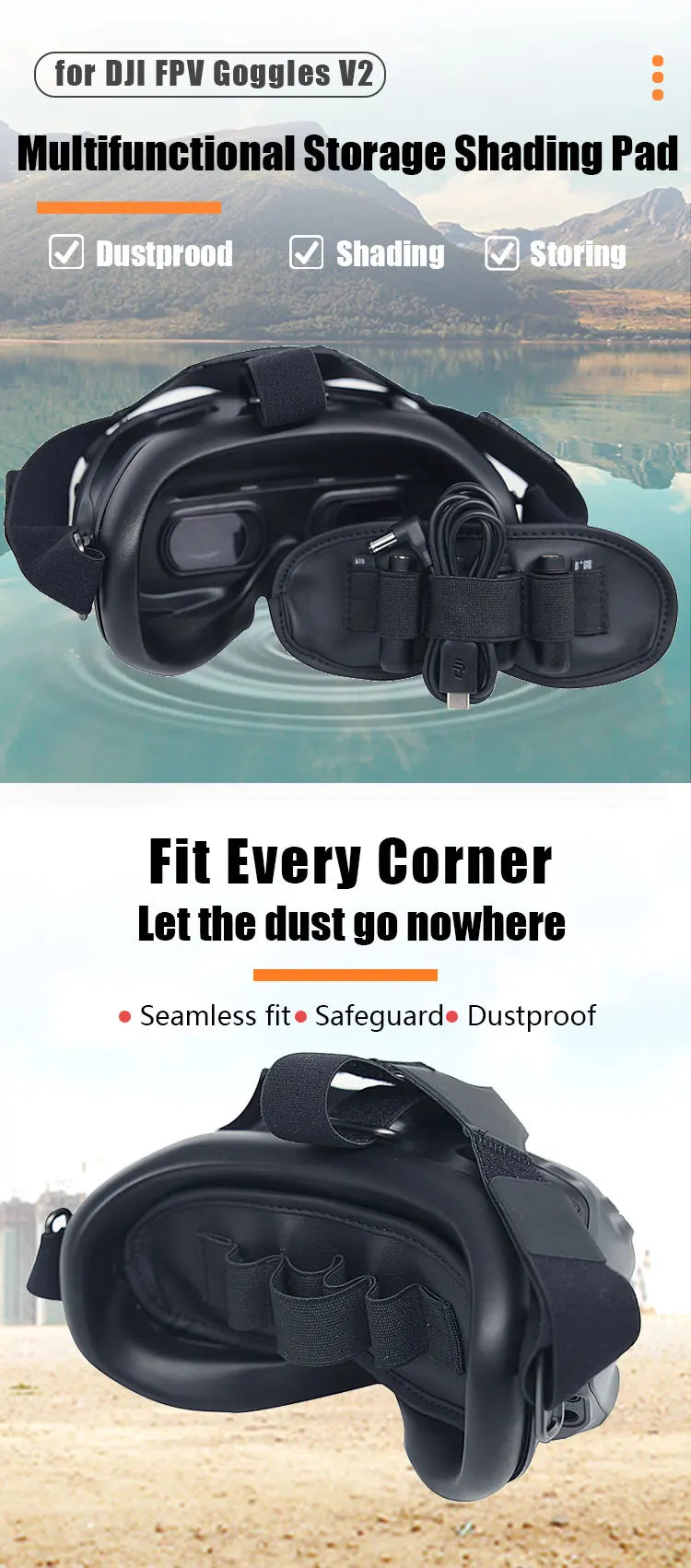 For DJI FPV/Avata Drone V2 Flight Glasses 3 in 1 Dustproof Mat Shading Protective Cover SD Card Antenna Storage Pad Accessories
