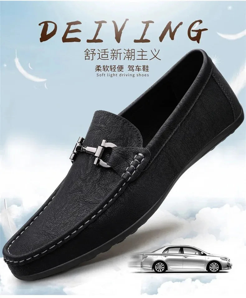 Men's shoes large size simple men's lazy casual shoes for men's black light driving loafers men's shoes leather shoes