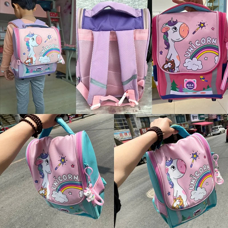 Waterproof Children Primary School Bags Cute Unicorn Rainbow Backpacks Kids Cartoon Animal Dinasour Shcoolbags for Kindergarten