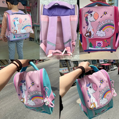 Waterproof Children Primary School Bags Cute Unicorn Rainbow Backpacks Kids Cartoon Animal Dinasour Shcoolbags for Kindergarten