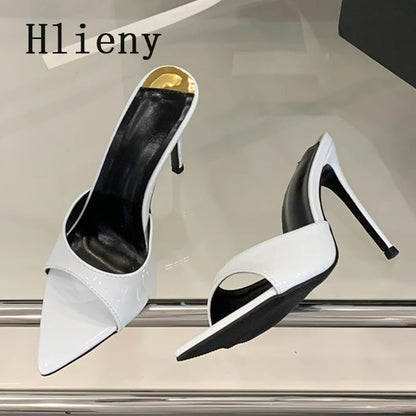 Hlieny 2026 Summer Fashion Stiletto Heels Women Pointed Toe Slippers Banquet Dress Sandals Party Wedding Mule Slides Shoes