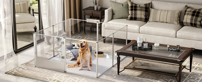 1Pc Large Acrylic Dog Playpen Cage Whelping Pen Box Indoor Enclosure Pet Clear Fence Puppy Playpen with Waterproof Fertility Pad