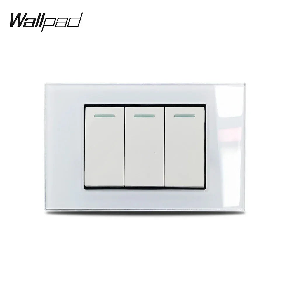 White Glass Panel 118*75mm 1 2 3 4 Gang Doorbell Reset Momentary Curtain Light Switch Wallpad US Brazil AU IT IL Push Button 6M