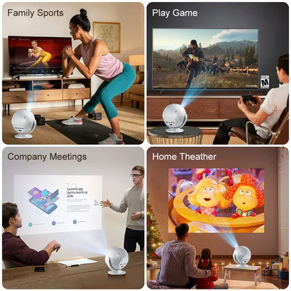 XBJ Spherical Home Theater 4K Projector, Android WiFi 6 BT 5.0 Auto Keystone 360° Rotation Portable Video Projector for Outdoor
