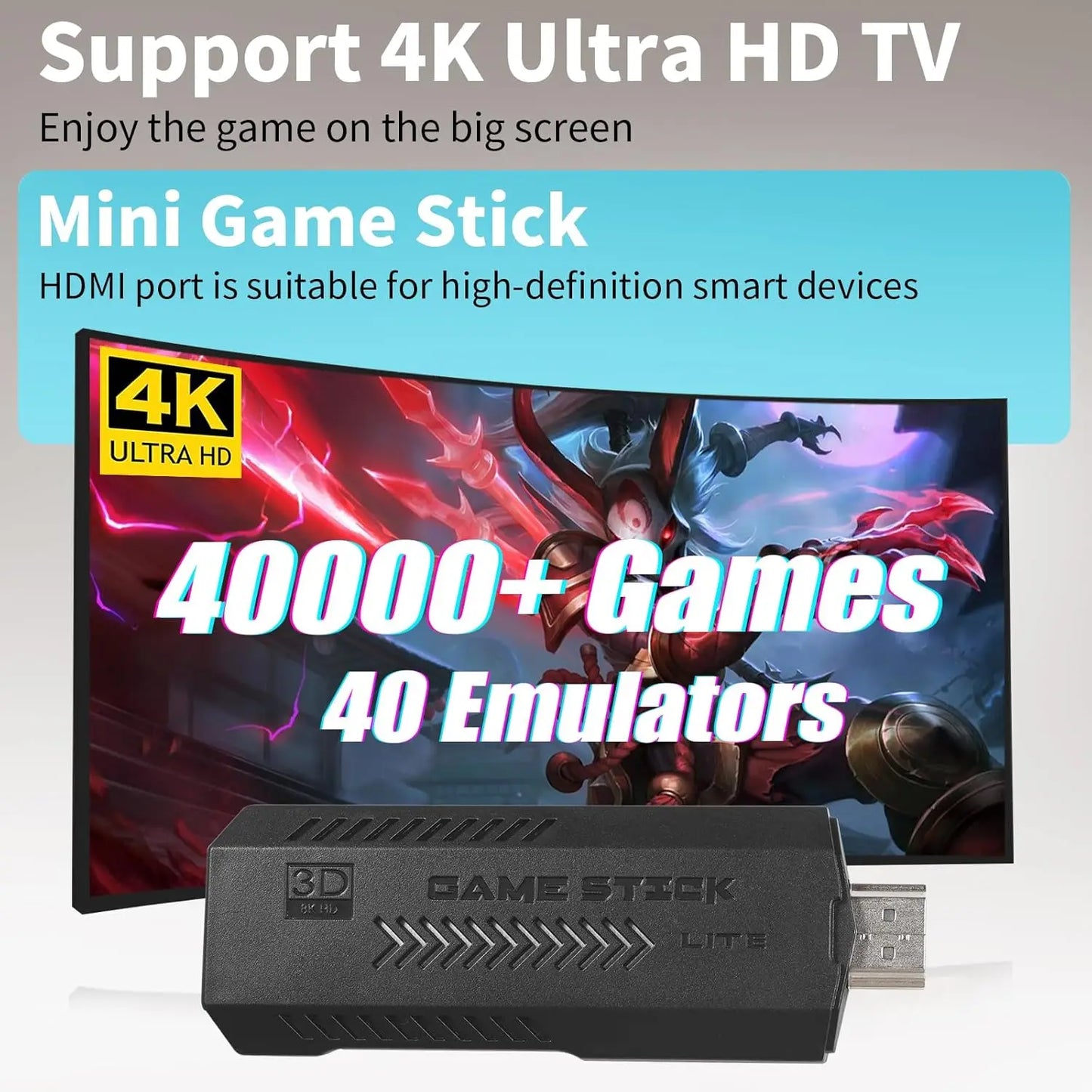 New 4K HD X2 Plus Game Stick Retro Game Console 40000 Games Wireless TV Video Handheld Gaming Player Emulator Game Toy Kid Gift