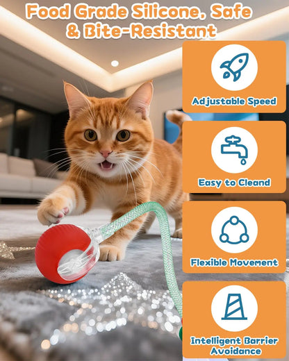 This Interactive Spherical Toy for Cats Features an Automatically Rotating Tail Ball Design and Is Rechargeable Electric Pet Toy