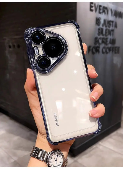 Case For Huawei Pura 80 Ultra 80 Pro plus Luxury Electroplating Transparent Four Corners Shockproof Back Cover For Huawei Pura80