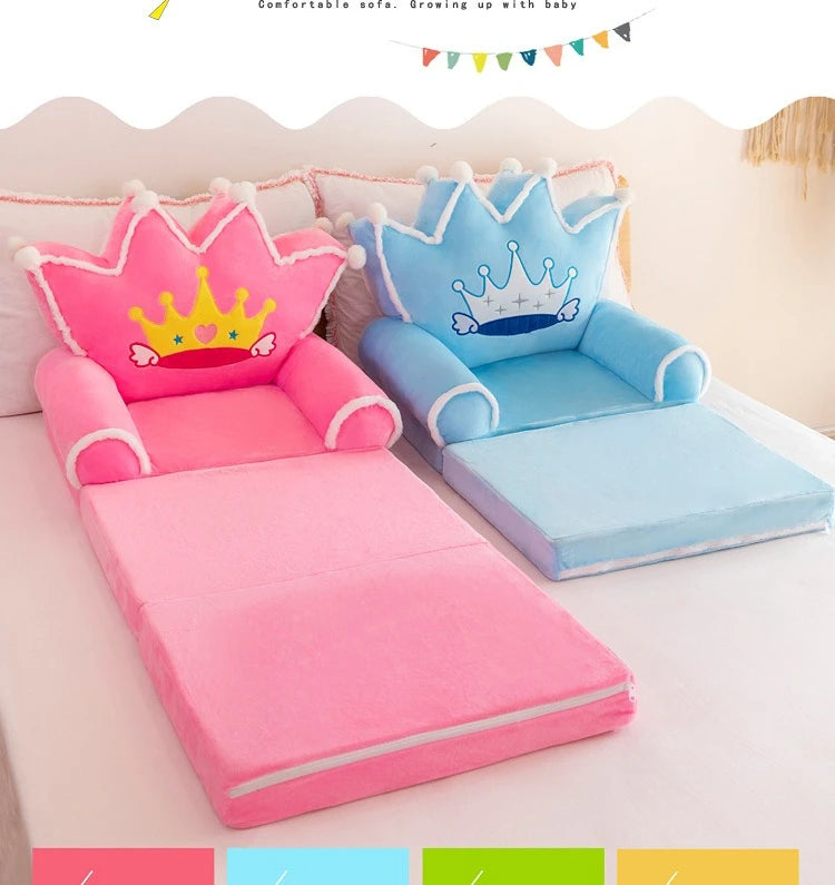 Three-layer folding children's small sofa cartoon kindergarten baby seat stool plush toy lazy sofa removable