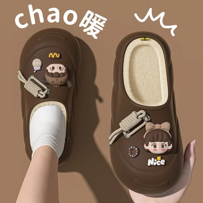 Cute Girl Eva Warm Winter Women Slippers 2024 Home Cotton Shoes Sweet Women's Slippers For Home