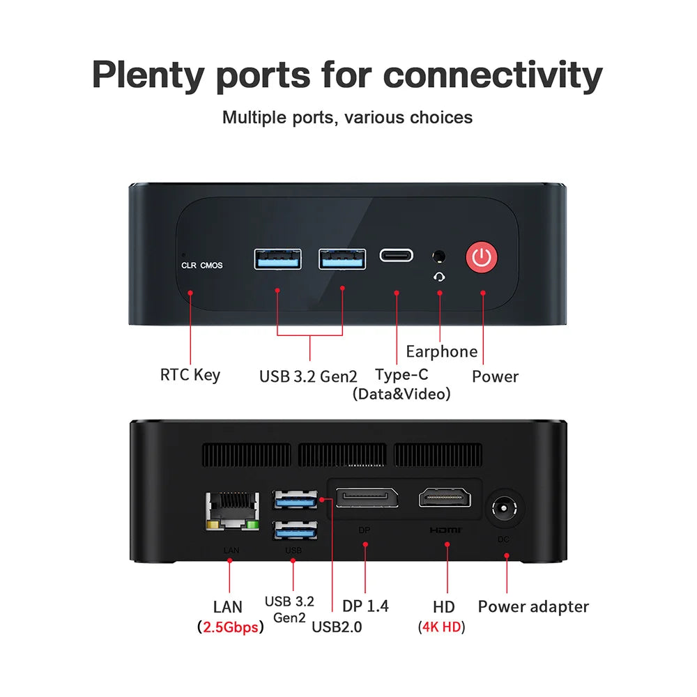 Beelink Mini PC SER5 Max AMD R7 6800U 7735HS R5 5500U R3 3200U 16G 500G NVME Windows Type-C Triple Screen Gamer Mini Computer