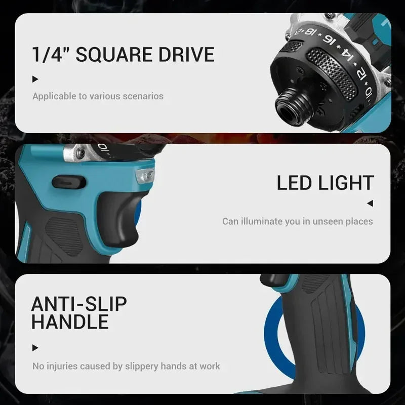 Makita 4000RPM Brushless Electric Screwdriver 3800IPM 180Nm Electric Drill Impact Driver Wood/Bolt/T-Mode For 18V Battery